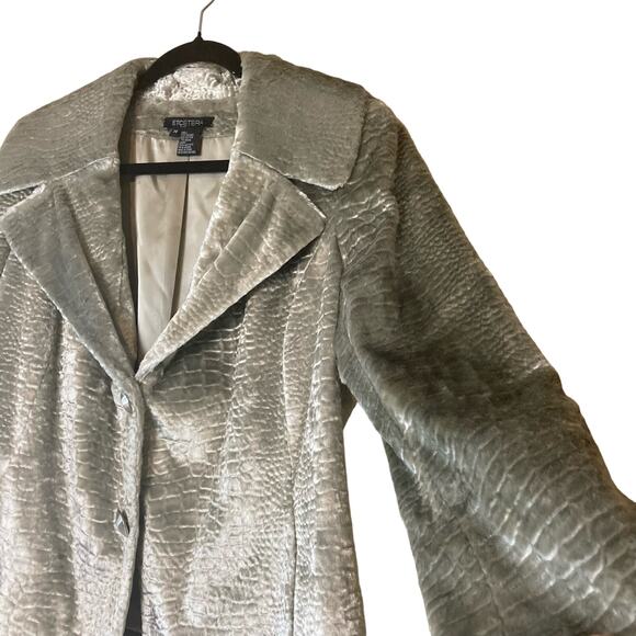 Etcetera Silver Platinum‎ Croc Embossed Faux Fur Jacket Size 14 - Picture 4 of 16